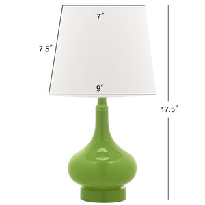 Safavieh AMY GOURD MINI LAMP - ELEGANT TABLE LIGHT WITH CREAM LINEN SHADE FOR BEDSIDES & SMALL SPACES Green KID4087G