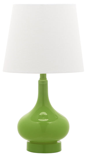 Safavieh AMY GOURD MINI LAMP - ELEGANT TABLE LIGHT WITH CREAM LINEN SHADE FOR BEDSIDES & SMALL SPACES Green KID4087G