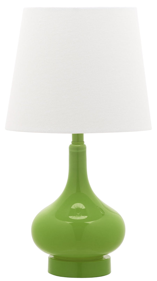 Safavieh AMY GOURD MINI LAMP - ELEGANT TABLE LIGHT WITH CREAM LINEN SHADE FOR BEDSIDES & SMALL SPACES Green KID4087G