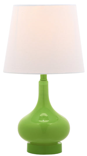 Safavieh AMY GOURD MINI LAMP - ELEGANT TABLE LIGHT WITH CREAM LINEN SHADE FOR BEDSIDES & SMALL SPACES Green KID4087G