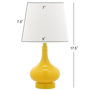 Safavieh AMY GOURD MINI LAMP - ELEGANT TABLE LIGHT WITH CREAM LINEN SHADE FOR BEDSIDES & SMALL SPACES Yellow KID4087H