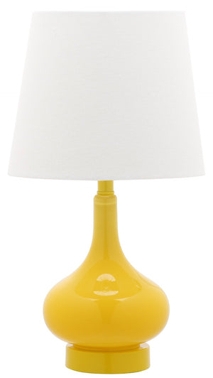 Safavieh AMY GOURD MINI LAMP - ELEGANT TABLE LIGHT WITH CREAM LINEN SHADE FOR BEDSIDES & SMALL SPACES Yellow KID4087H