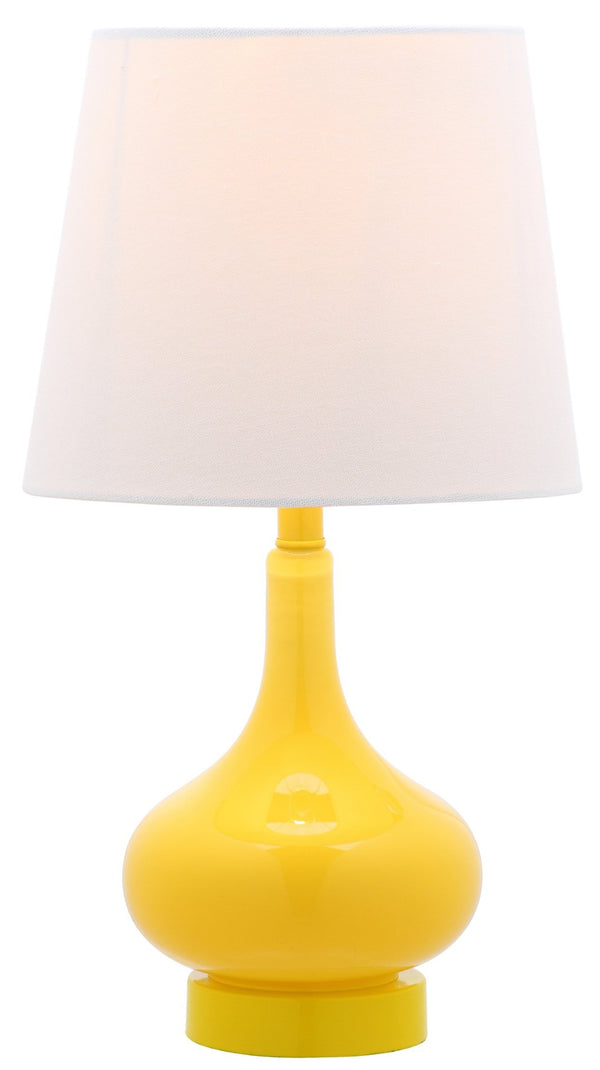 Safavieh AMY GOURD MINI LAMP - ELEGANT TABLE LIGHT WITH CREAM LINEN SHADE FOR BEDSIDES & SMALL SPACES Yellow KID4087H