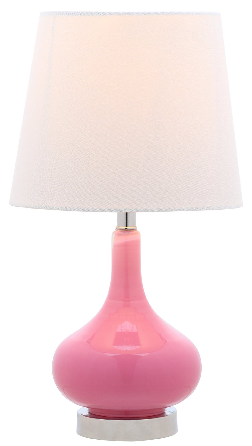 Safavieh AMY GOURD MINI LAMP - ELEGANT TABLE LIGHT WITH CREAM LINEN SHADE FOR BEDSIDES & SMALL SPACES Pink KID4087P