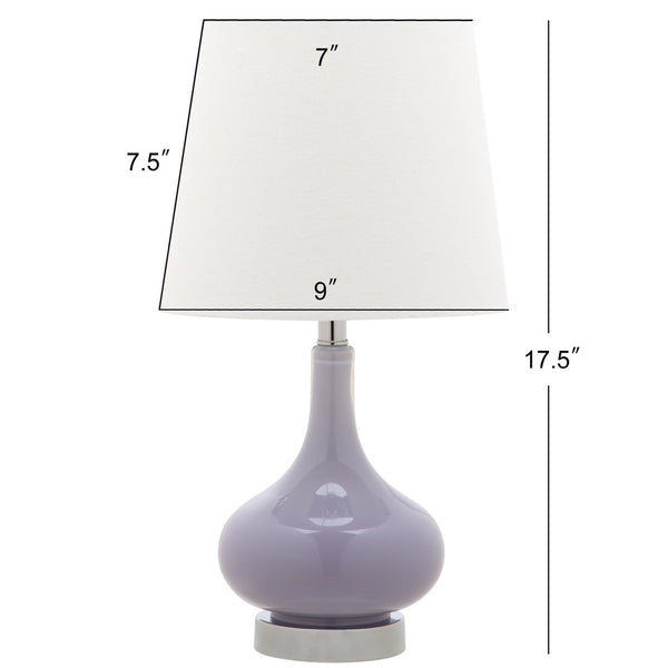 Safavieh AMY GOURD MINI LAMP - ELEGANT TABLE LIGHT WITH CREAM LINEN SHADE FOR BEDSIDES & SMALL SPACES Purple KID4087Q