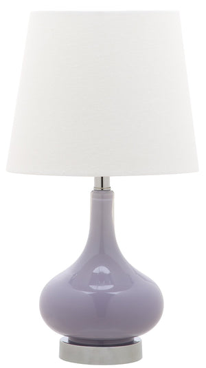 Safavieh AMY GOURD MINI LAMP - ELEGANT TABLE LIGHT WITH CREAM LINEN SHADE FOR BEDSIDES & SMALL SPACES Purple KID4087Q