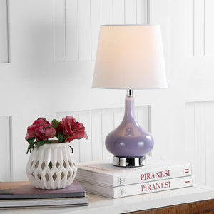 Safavieh AMY GOURD MINI LAMP - ELEGANT TABLE LIGHT WITH CREAM LINEN SHADE FOR BEDSIDES & SMALL SPACES Purple KID4087Q