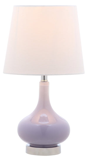 Safavieh AMY GOURD MINI LAMP - ELEGANT TABLE LIGHT WITH CREAM LINEN SHADE FOR BEDSIDES & SMALL SPACES Purple KID4087Q