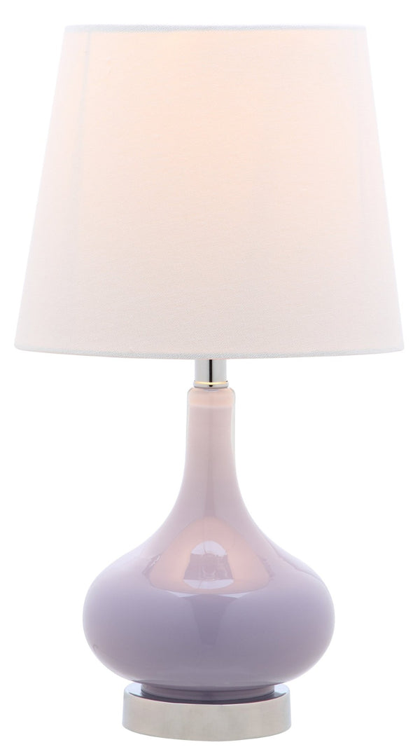 Safavieh AMY GOURD MINI LAMP - ELEGANT TABLE LIGHT WITH CREAM LINEN SHADE FOR BEDSIDES & SMALL SPACES Purple KID4087Q