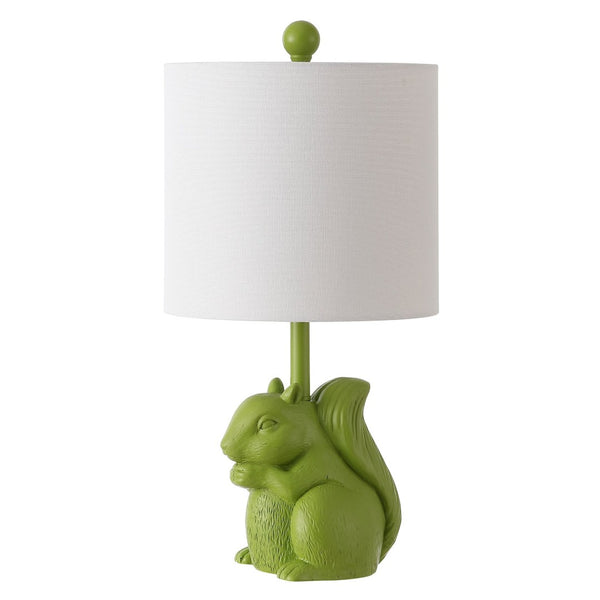 Safavieh SUNNY SQUIRREL LAMP - Whimsical Accent Light for Cozy Ambiance in Kids’ Rooms & Home Offices Green KID4245E