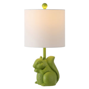 Safavieh SUNNY SQUIRREL LAMP - Whimsical Accent Light for Cozy Ambiance in Kids’ Rooms & Home Offices Green KID4245E