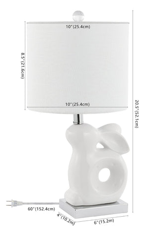Safavieh RUBY Rabbit Lamp - Whimsical Accent Light for Nursery, Bedroom, or Living Room with Cozy Glow White KID4246A