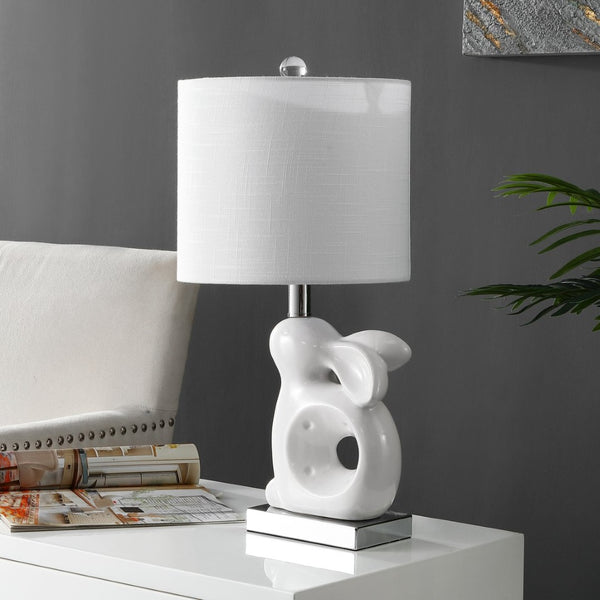 Safavieh RUBY Rabbit Lamp - Whimsical Accent Light for Nursery, Bedroom, or Living Room with Cozy Glow White KID4246A