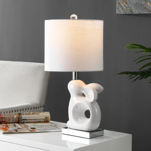 Safavieh RUBY Rabbit Lamp - Whimsical Accent Light for Nursery, Bedroom, or Living Room with Cozy Glow White KID4246A