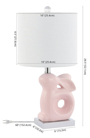 Safavieh RUBY Rabbit Lamp - Whimsical Accent Light for Nursery, Bedroom, or Living Room with Cozy Glow Pink KID4246B