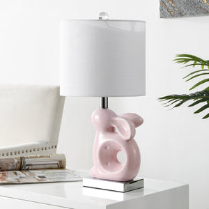 Safavieh RUBY Rabbit Lamp - Whimsical Accent Light for Nursery, Bedroom, or Living Room with Cozy Glow Pink KID4246B