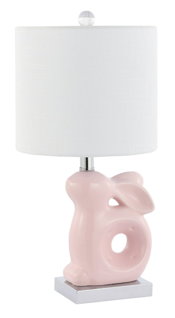 Safavieh RUBY Rabbit Lamp - Whimsical Accent Light for Nursery, Bedroom, or Living Room with Cozy Glow Pink KID4246B