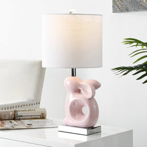 Safavieh RUBY Rabbit Lamp - Whimsical Accent Light for Nursery, Bedroom, or Living Room with Cozy Glow Pink KID4246B