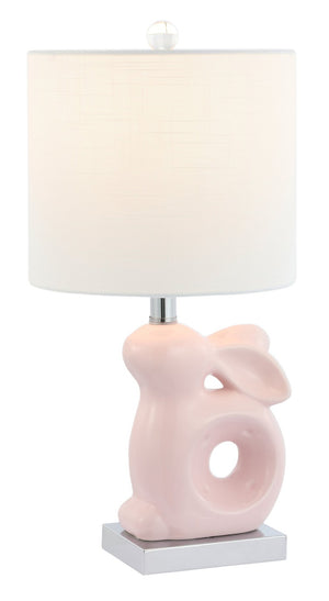 Safavieh RUBY Rabbit Lamp - Whimsical Accent Light for Nursery, Bedroom, or Living Room with Cozy Glow Pink KID4246B