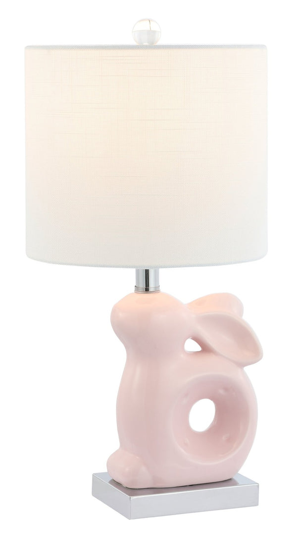 Safavieh RUBY Rabbit Lamp - Whimsical Accent Light for Nursery, Bedroom, or Living Room with Cozy Glow Pink KID4246B