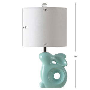 Safavieh RUBY Rabbit Lamp - Whimsical Accent Light for Nursery, Bedroom, or Living Room with Cozy Glow Seafoam KID4246C