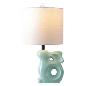 Safavieh RUBY Rabbit Lamp - Whimsical Accent Light for Nursery, Bedroom, or Living Room with Cozy Glow Seafoam KID4246C