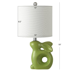 Safavieh RUBY Rabbit Lamp - Whimsical Accent Light for Nursery, Bedroom, or Living Room with Cozy Glow Green KID4246E