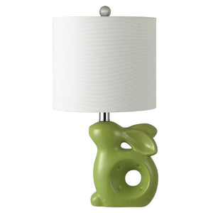 Safavieh RUBY Rabbit Lamp - Whimsical Accent Light for Nursery, Bedroom, or Living Room with Cozy Glow Green KID4246E