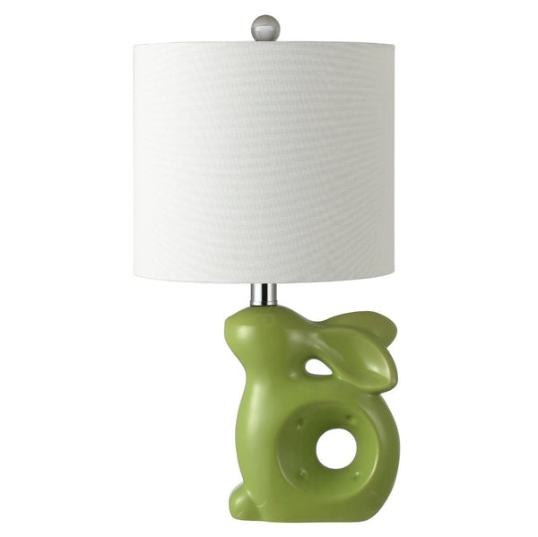Safavieh RUBY Rabbit Lamp - Whimsical Accent Light for Nursery, Bedroom, or Living Room with Cozy Glow Green KID4246E