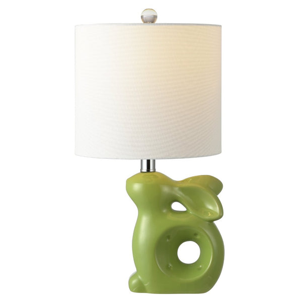 Safavieh RUBY Rabbit Lamp - Whimsical Accent Light for Nursery, Bedroom, or Living Room with Cozy Glow Green KID4246E