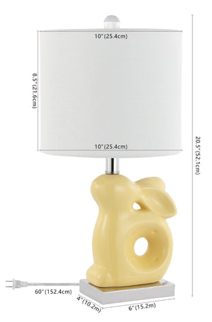 Safavieh RUBY Rabbit Lamp - Whimsical Accent Light for Nursery, Bedroom, or Living Room with Cozy Glow Yellow KID4246F