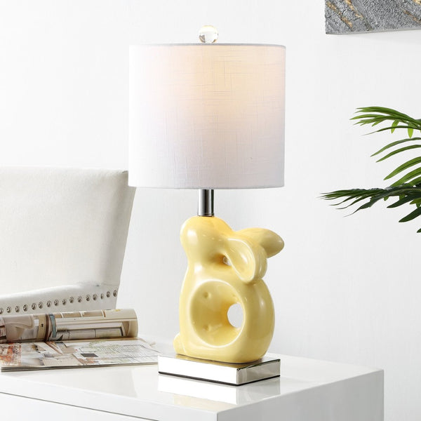 Safavieh RUBY Rabbit Lamp - Whimsical Accent Light for Nursery, Bedroom, or Living Room with Cozy Glow Yellow KID4246F