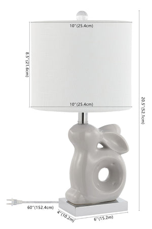 Safavieh RUBY Rabbit Lamp - Whimsical Accent Light for Nursery, Bedroom, or Living Room with Cozy Glow Grey KID4246G