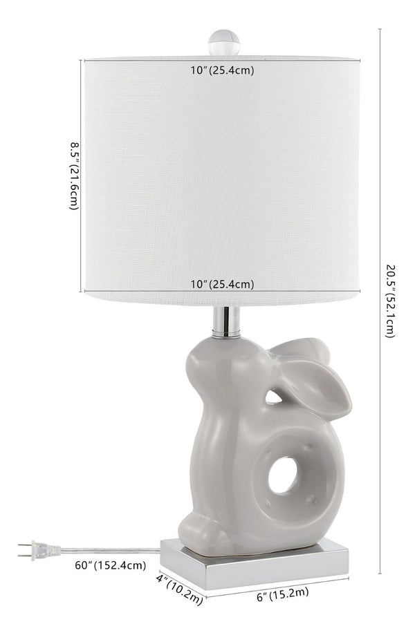 Safavieh RUBY Rabbit Lamp - Whimsical Accent Light for Nursery, Bedroom, or Living Room with Cozy Glow Grey KID4246G