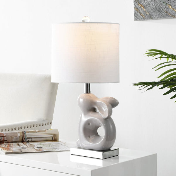 Safavieh RUBY Rabbit Lamp - Whimsical Accent Light for Nursery, Bedroom, or Living Room with Cozy Glow Grey KID4246G