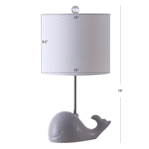 Safavieh WALTER Whale Lamp - Coastal Charm with Soft Lighting for Nurseries and Bedrooms, Whimsical Design Grey KID4247A