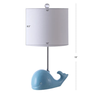 Safavieh WALTER Whale Lamp - Coastal Charm with Soft Lighting for Nurseries and Bedrooms, Whimsical Design Blue KID4247C