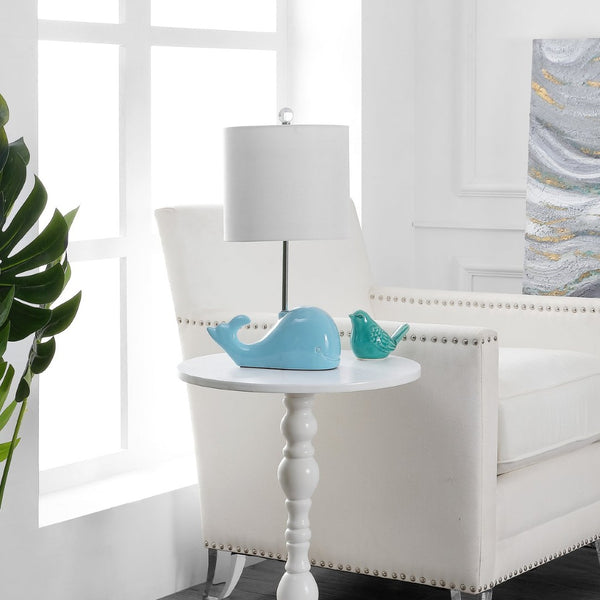Safavieh WALTER Whale Lamp - Coastal Charm with Soft Lighting for Nurseries and Bedrooms, Whimsical Design Blue KID4247C