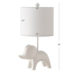 Safavieh ELLIE Elephant Lamp - Whimsical Nursery Accent Light with Soft Glow for Kids' Rooms & Playrooms White KID4248A