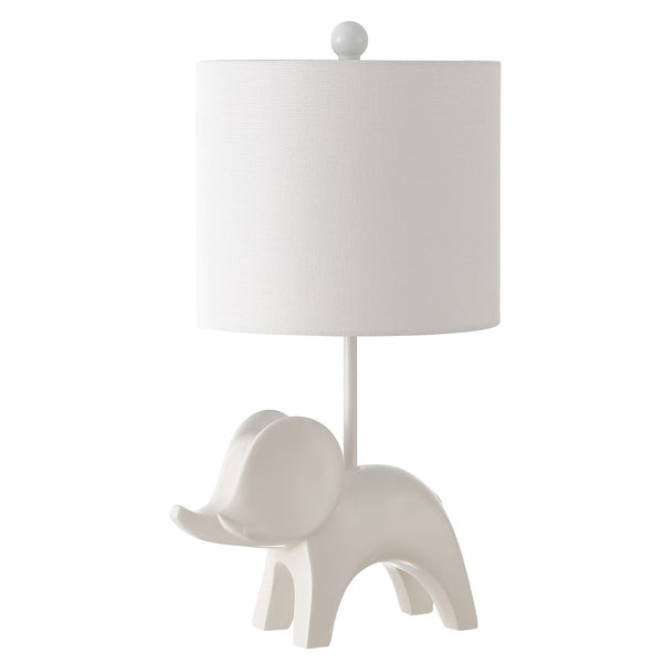 Safavieh ELLIE Elephant Lamp - Whimsical Nursery Accent Light with Soft Glow for Kids' Rooms & Playrooms White KID4248A