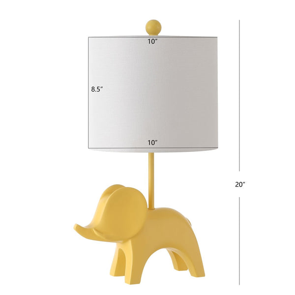 Safavieh ELLIE Elephant Lamp - Whimsical Nursery Accent Light with Soft Glow for Kids' Rooms & Playrooms Yellow KID4248F