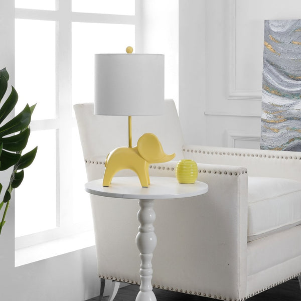 Safavieh ELLIE Elephant Lamp - Whimsical Nursery Accent Light with Soft Glow for Kids' Rooms & Playrooms Yellow KID4248F