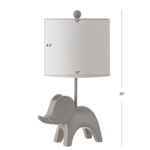 Safavieh ELLIE Elephant Lamp - Whimsical Nursery Accent Light with Soft Glow for Kids' Rooms & Playrooms Grey KID4248G