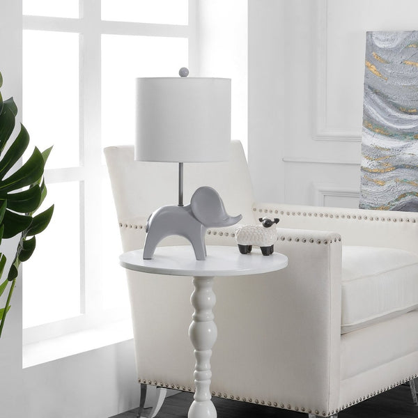 Safavieh ELLIE Elephant Lamp - Whimsical Nursery Accent Light with Soft Glow for Kids' Rooms & Playrooms Grey KID4248G