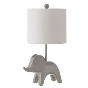 Safavieh ELLIE Elephant Lamp - Whimsical Nursery Accent Light with Soft Glow for Kids' Rooms & Playrooms Grey KID4248G