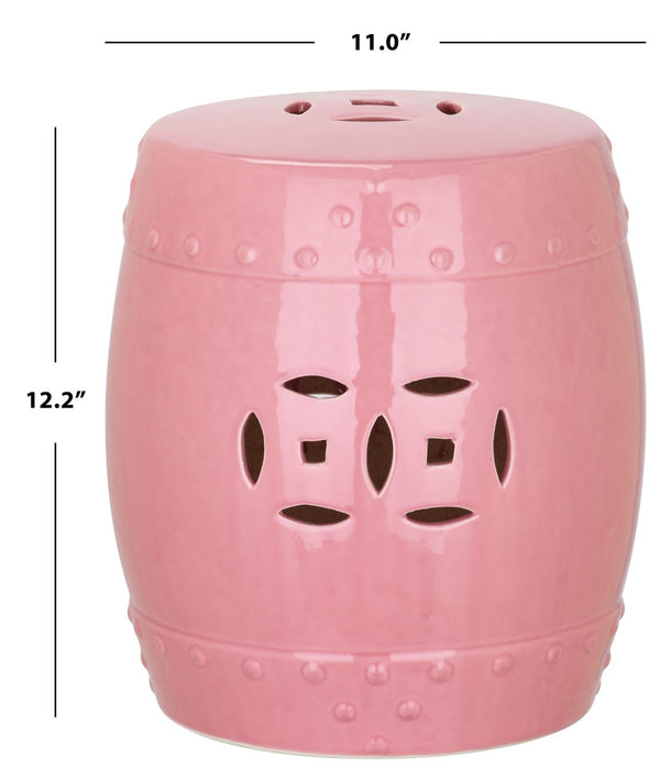 Safavieh MINI Ming Kids Garden Stool - Durable Ceramic Accent Ideal for Playful Rooms and Outdoor Spaces Pink KID4500A