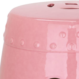 Safavieh MINI Ming Kids Garden Stool - Durable Ceramic Accent Ideal for Playful Rooms and Outdoor Spaces Pink KID4500A