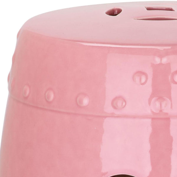 Safavieh MINI Ming Kids Garden Stool - Durable Ceramic Accent Ideal for Playful Rooms and Outdoor Spaces Pink KID4500A