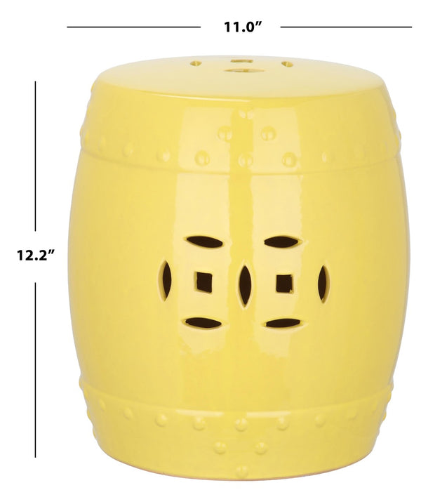 Safavieh MINI Ming Kids Garden Stool - Durable Ceramic Accent Ideal for Playful Rooms and Outdoor Spaces Yellow KID4500B