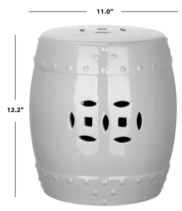 Safavieh MINI Ming Kids Garden Stool - Durable Ceramic Accent Ideal for Playful Rooms and Outdoor Spaces Grey KID4500C
